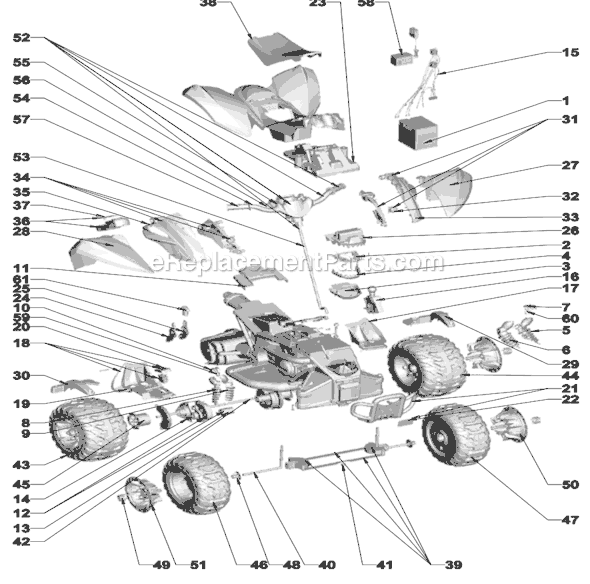 Page A Diagram and Parts List for N0457  Power Wheels Ride-On ATVs